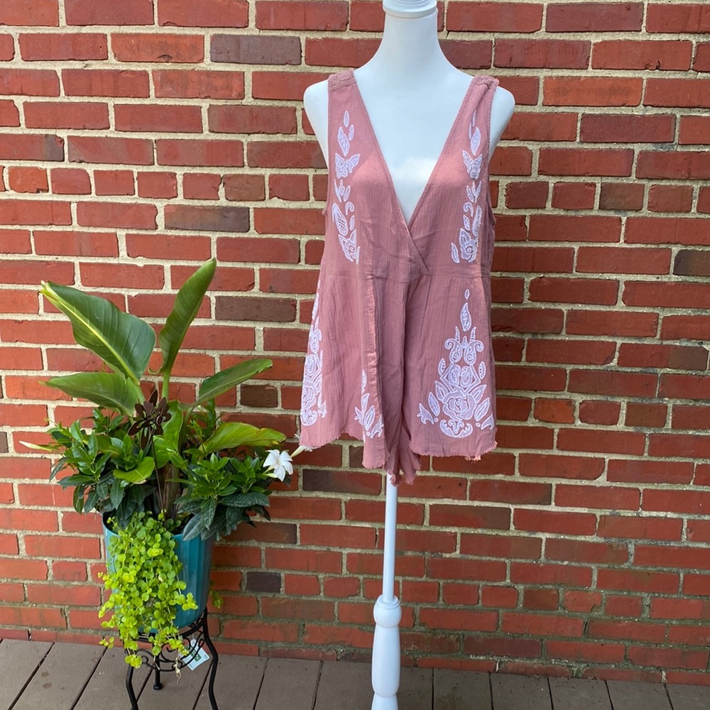 SOLD NWT Mauve oversized romper with lace details